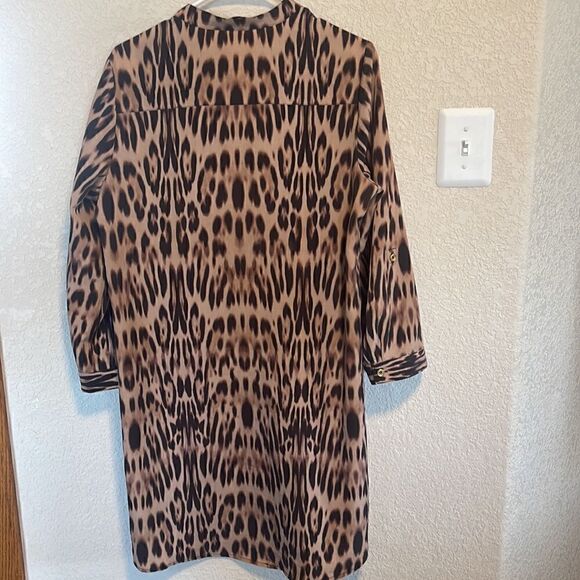 The Limited- Button Front Short Sheath Leopard Cheetah Dress, Size Large - Picture 6 of 7